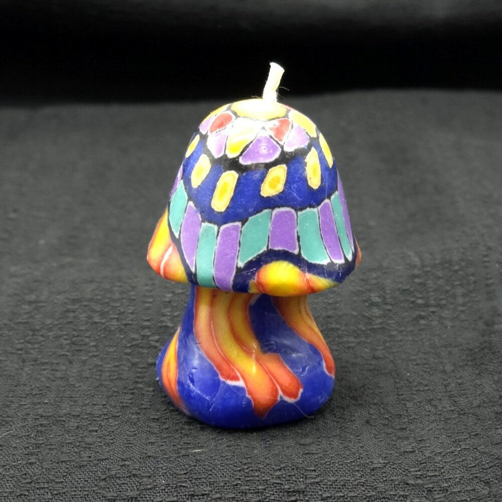 Vintage Mushroom Candle Mini Groovy Psychedelic Hippie Retro Colorful 3" Decor - Picture 3 of 7